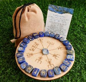 Ensemble de runes Futhrak en lapis-lazuli - Oracles & Lunes