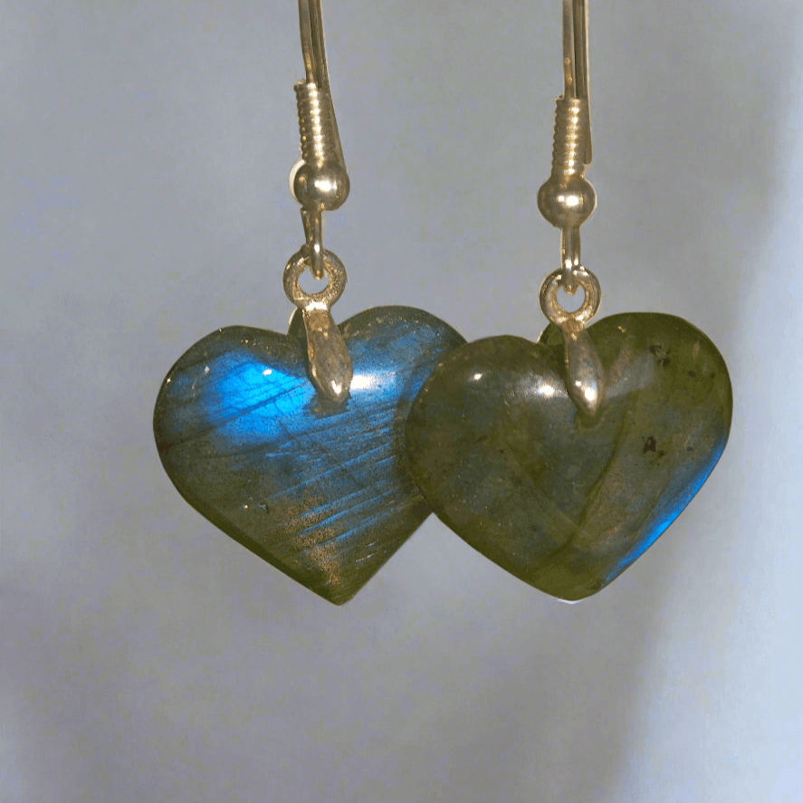 Boucles d'Oreilles Labradorite EXTRA Cœur - Oracles & Lunes