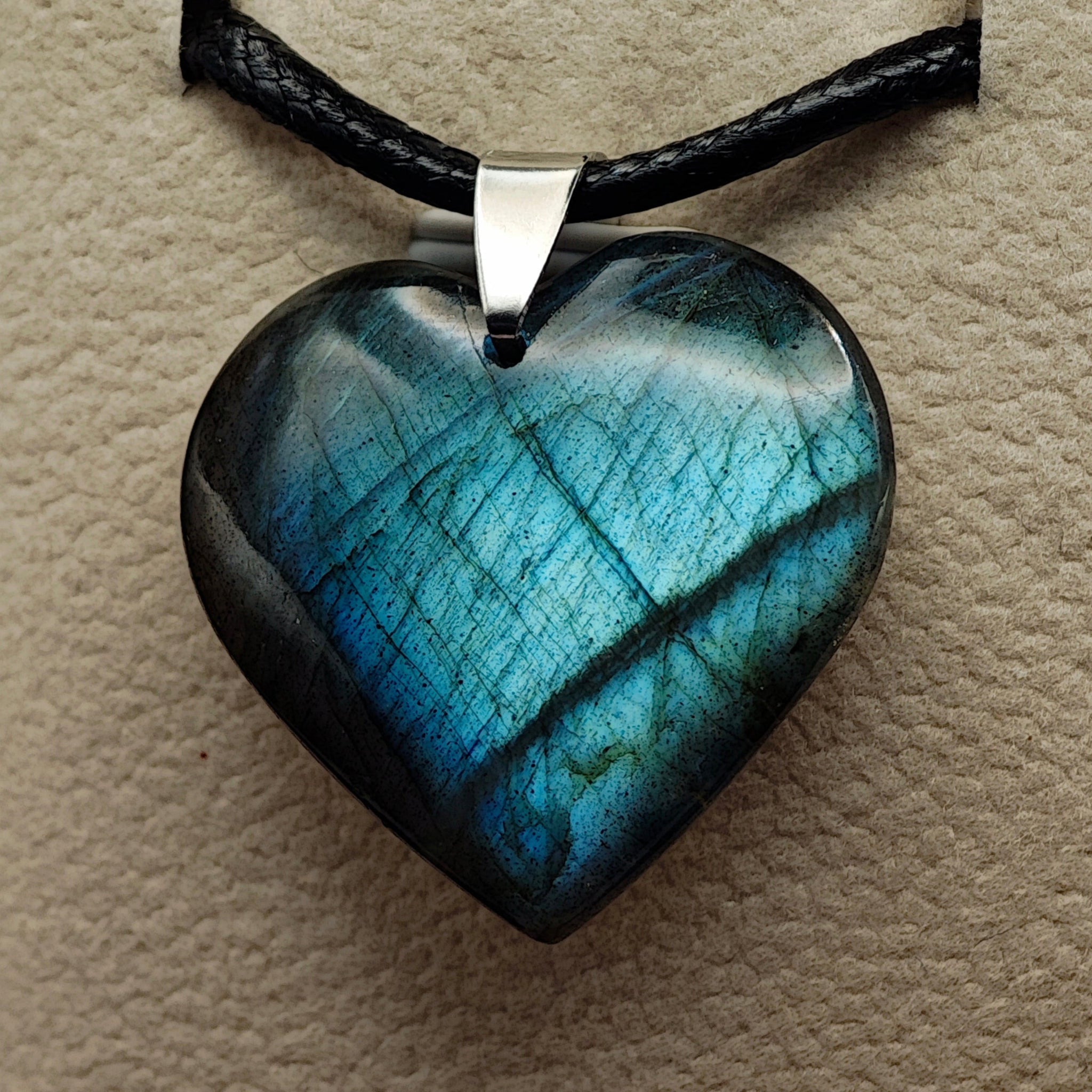 Pendentif Labradorite EXTRA Cœur - Oracles & Lunes