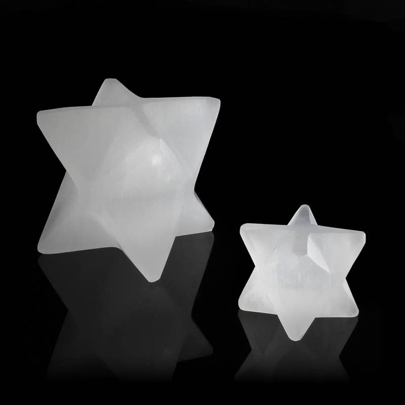 Merkaba en sélénite blanche - Oracles & Lunes