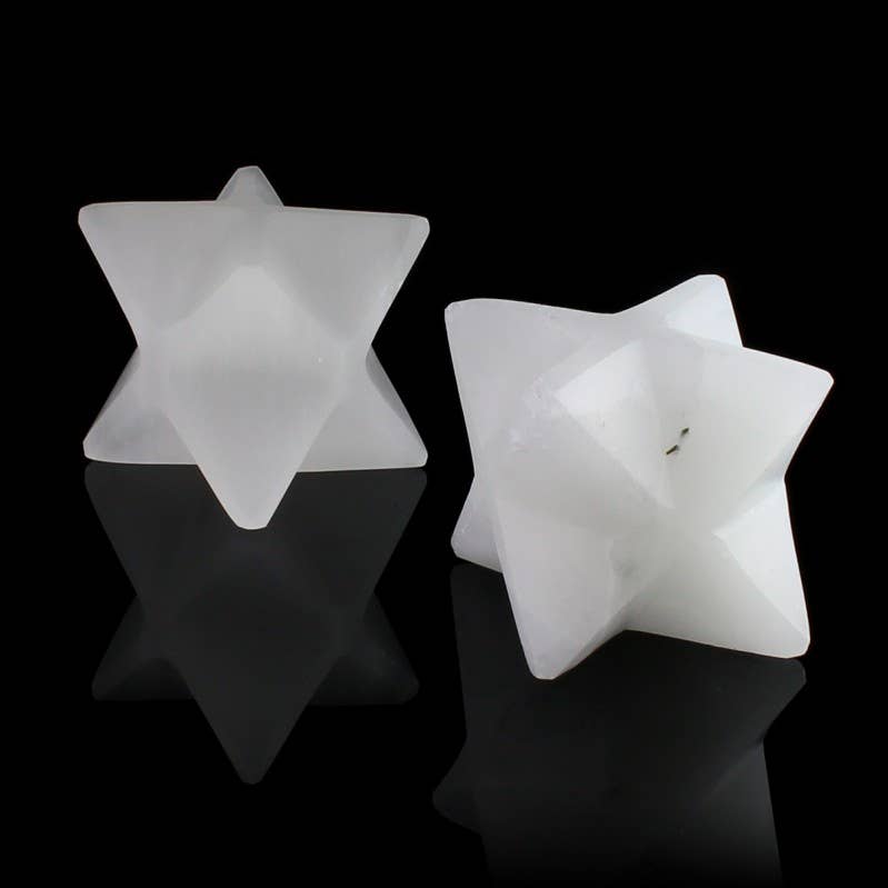 Merkaba en sélénite blanche - Oracles & Lunes