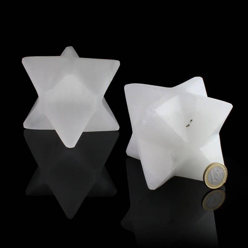 Merkaba en sélénite blanche - Oracles & Lunes