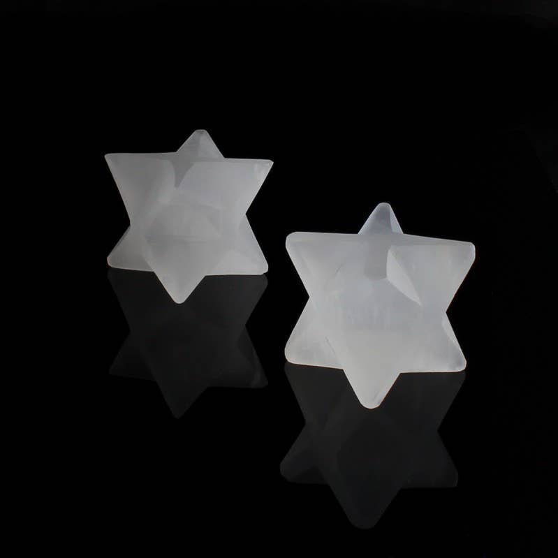 Merkaba en sélénite blanche - Oracles & Lunes