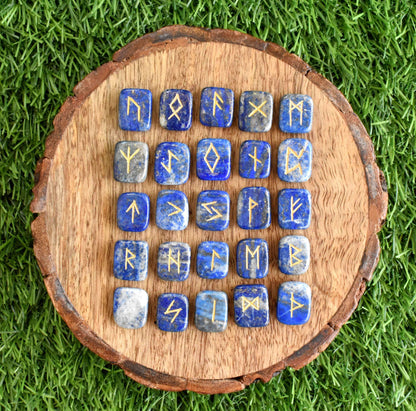 Ensemble de runes Futhrak en lapis-lazuli - Oracles &amp; Lunes