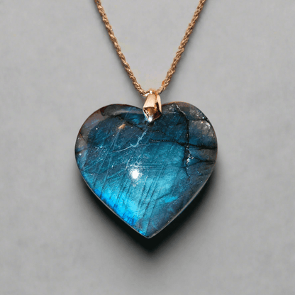 Pendentif Labradorite EXTRA Cœur de 2.5 à 3 cm - Oracles &amp; Lunes