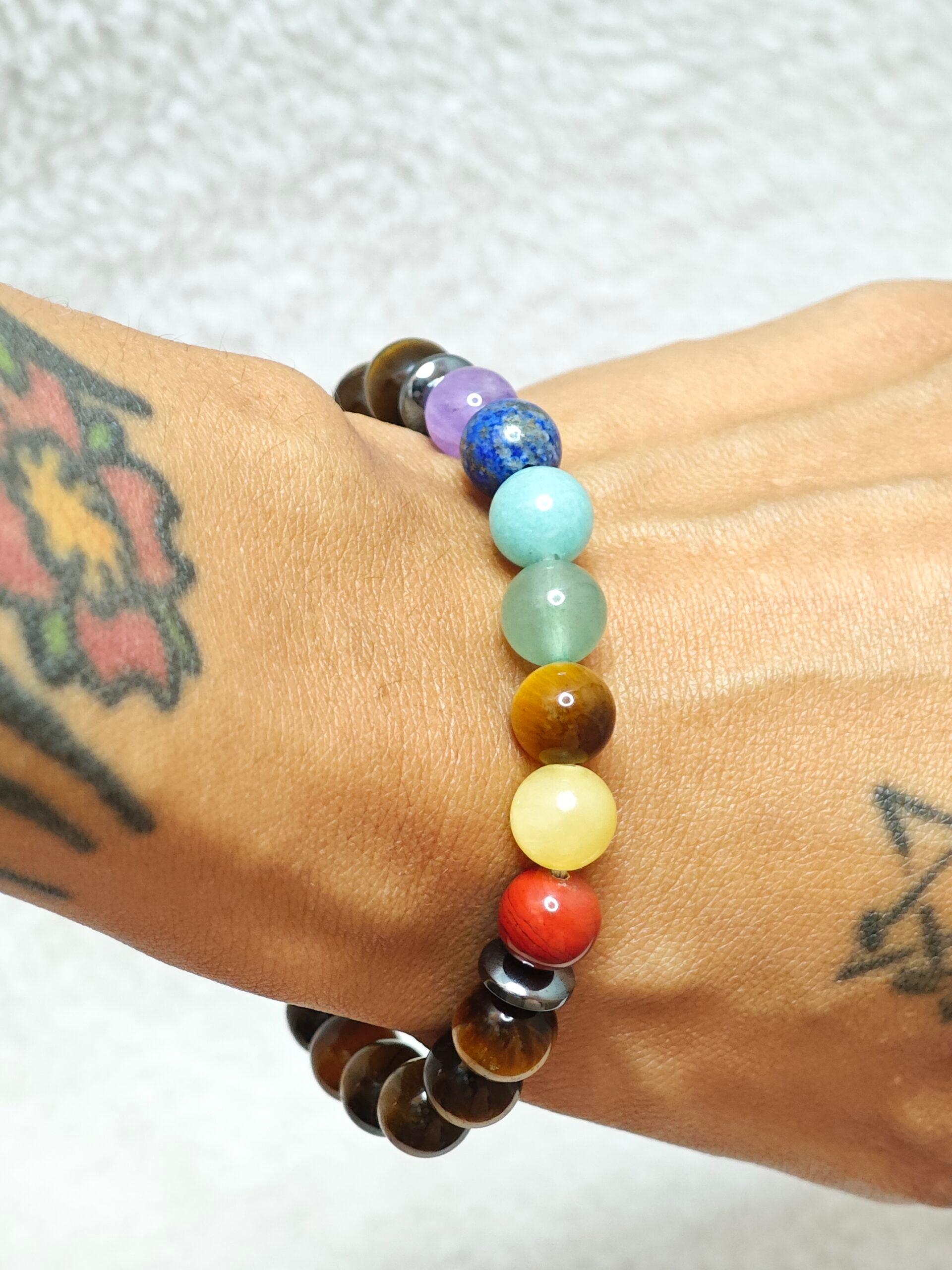 Bracelet - Oeil de Tigre - 7 Chakras - A - Oracles &amp; Lunes