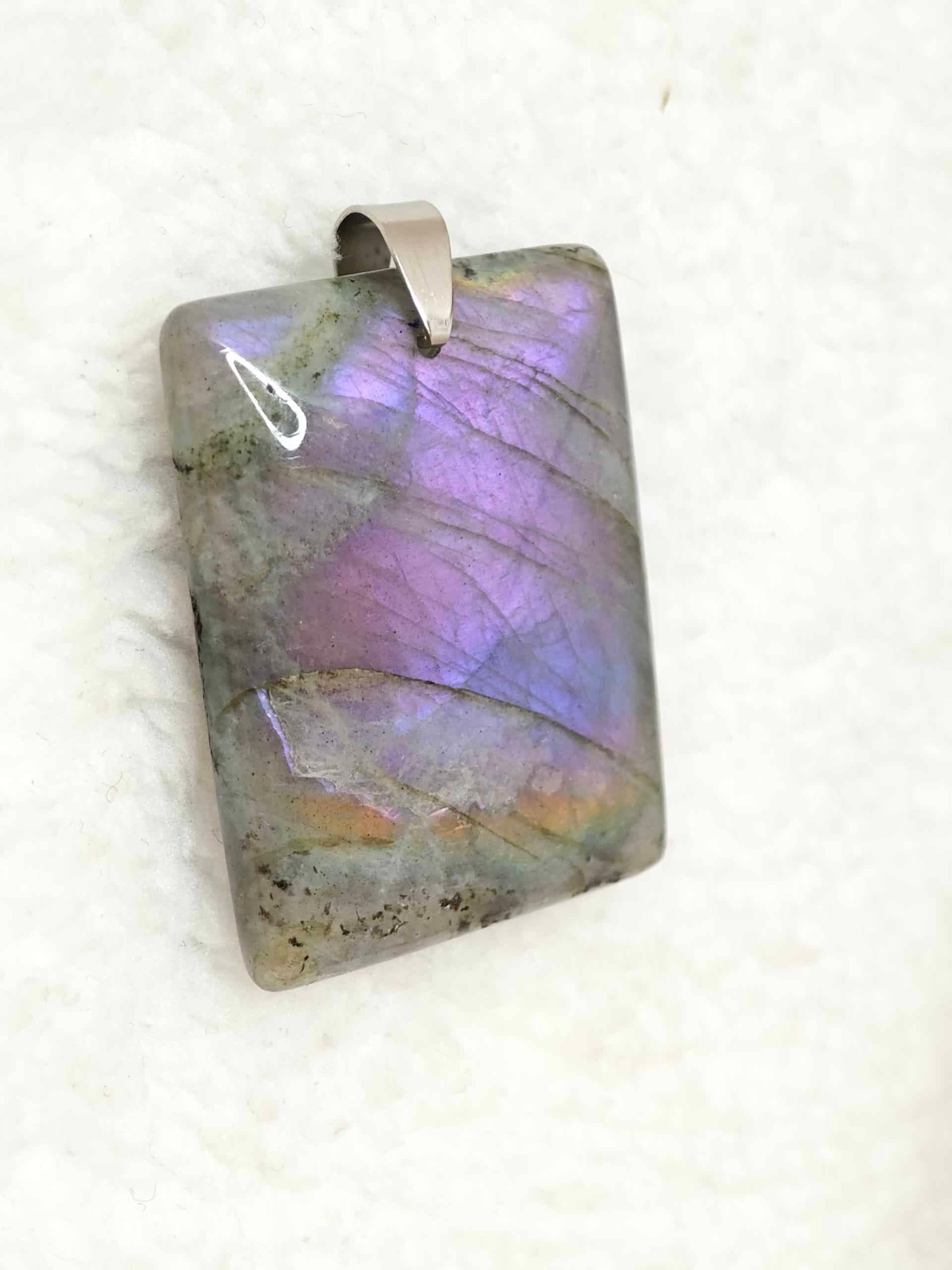 Pendentif Labradorite Violette - AA+ - Rectangle - Oracles &amp; Lunes
