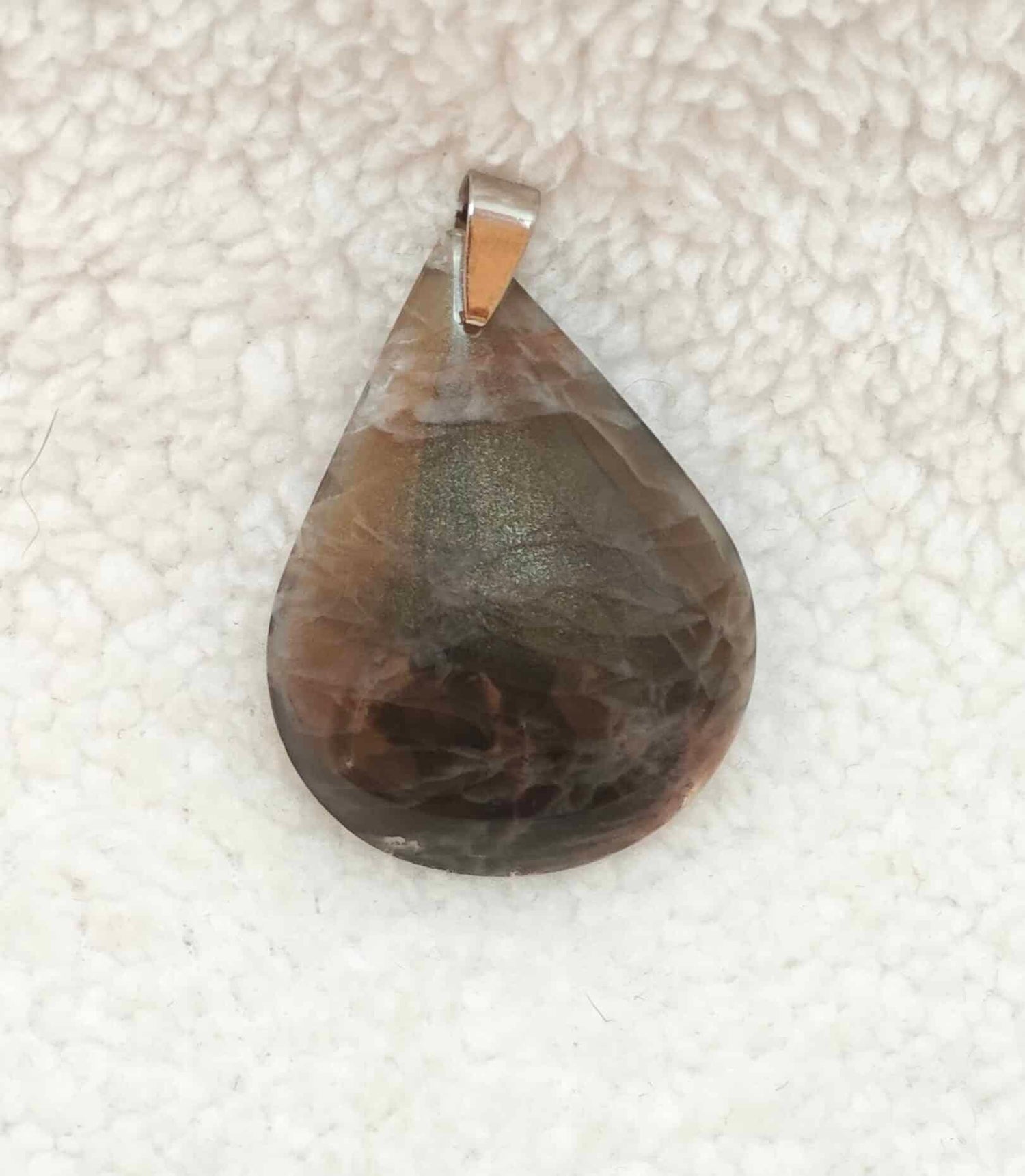 Pendentif Pierre De Lune Noire - AA - Forme Goutte - Oracles &amp; Lunes