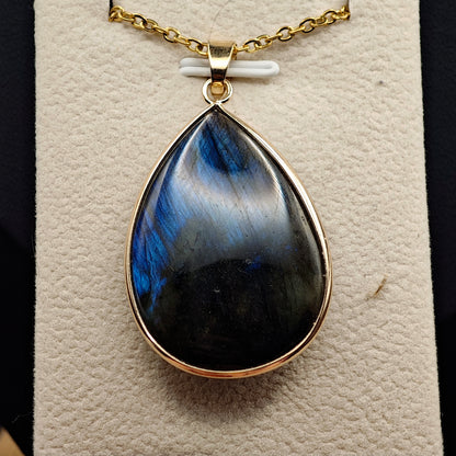 Labradorite EXTRA Goutte Sertie - Plaqué Or - Oracles &amp; Lunes