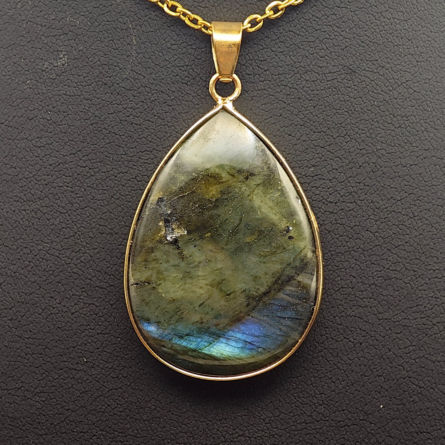 Labradorite EXTRA Goutte Sertie - Plaqué Or - Oracles &amp; Lunes