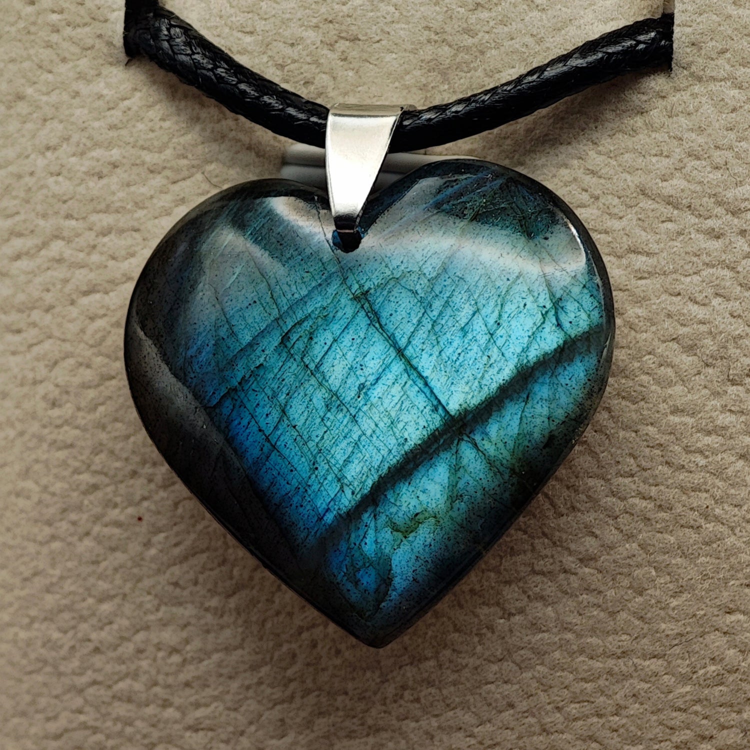 Pendentif Labradorite EXTRA Cœur - Oracles &amp; Lunes