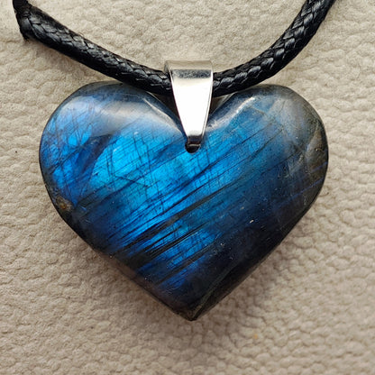 Pendentif Labradorite EXTRA Cœur - Oracles &amp; Lunes