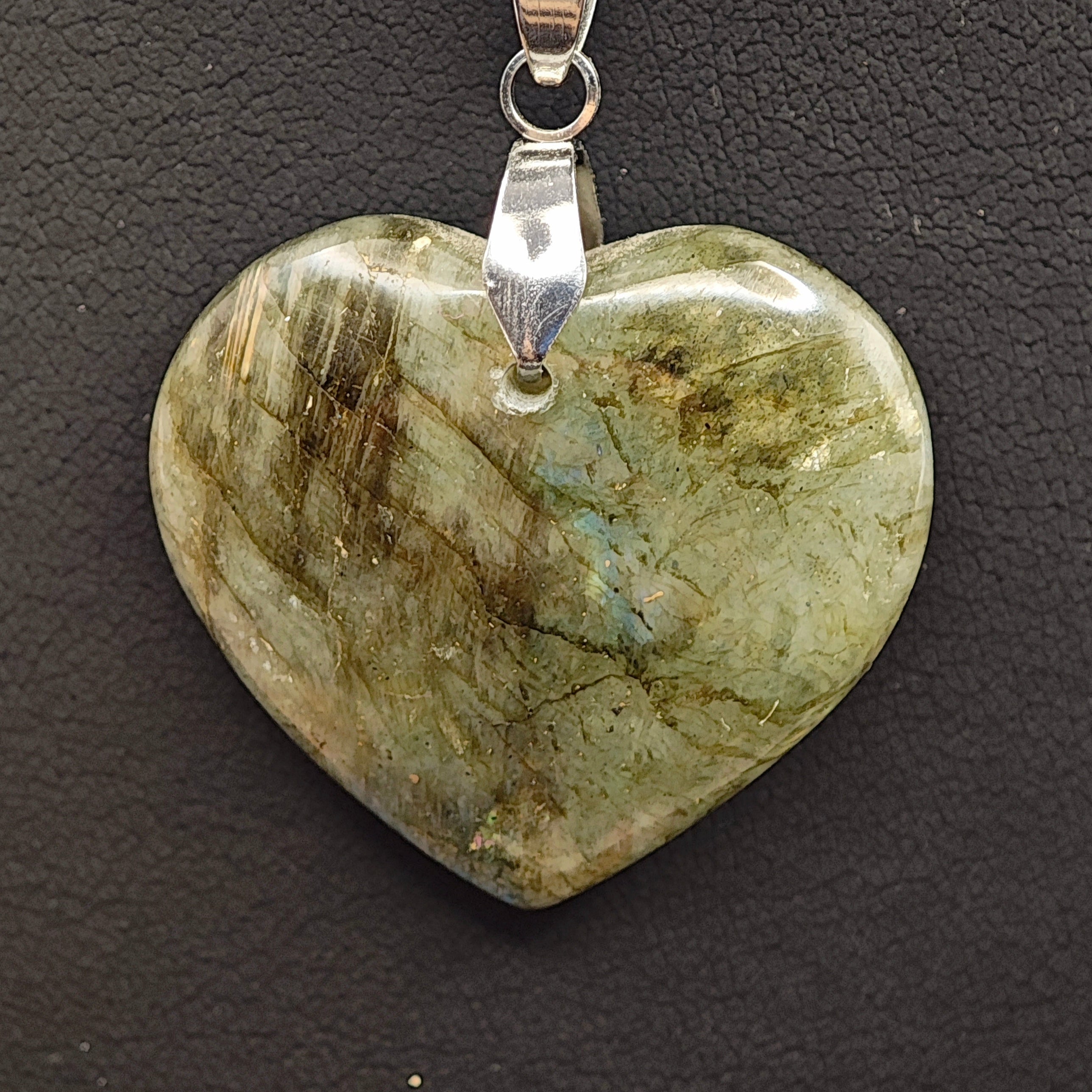 Colgante EXTRA Corazón Labradorita de 2,5 a 3 cm