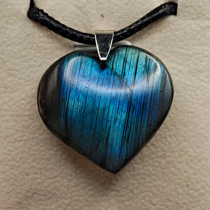 Pendentif Labradorite EXTRA Cœur - Oracles &amp; Lunes