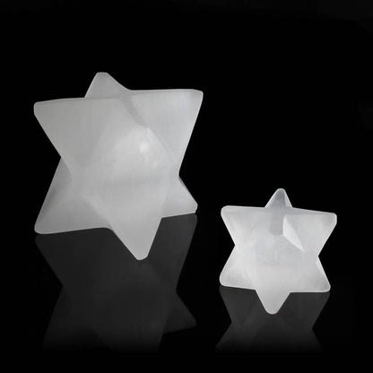 Merkaba en sélénite blanche - Oracles &amp; Lunes