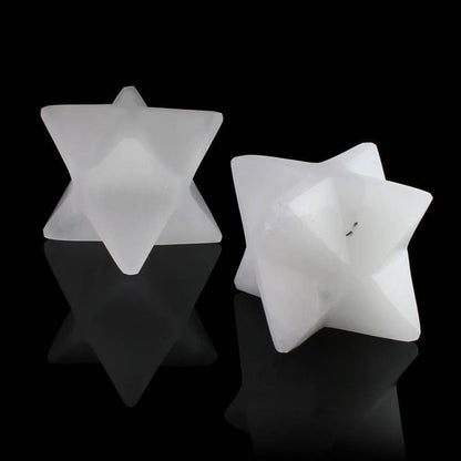Merkaba en sélénite blanche - Oracles &amp; Lunes